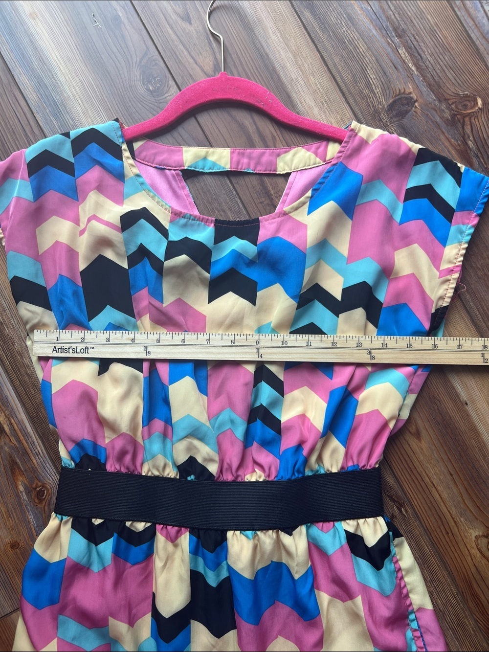 Vintage Style Emmetee Chevron Print Dress in Yellow, Pink & Blue - Picture 8 of 10